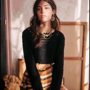 Sezane Trecy lace sweater in black size small NWOT